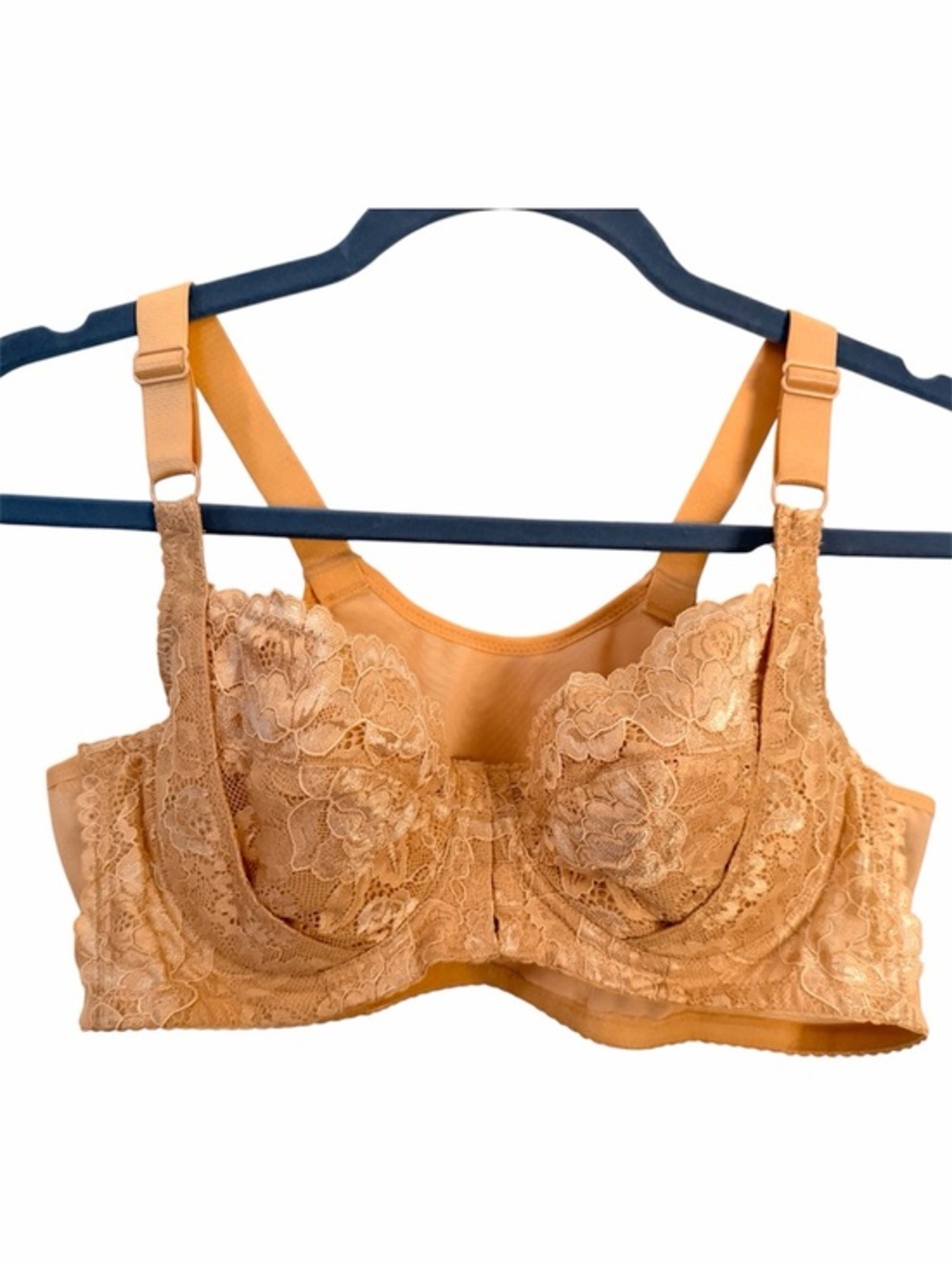 YOUZIMAN 38B Lace Front-Closure Beige Back-Smoothing Underwire Bra